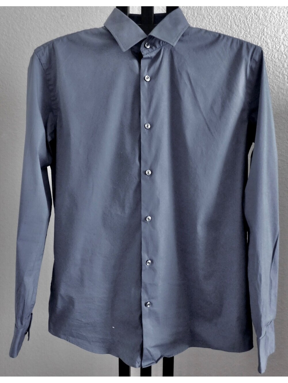 Hugo Boss Men's Size 16.5/42 Slim Fit Gray Dress Shirt Cotton Stretch Button Up